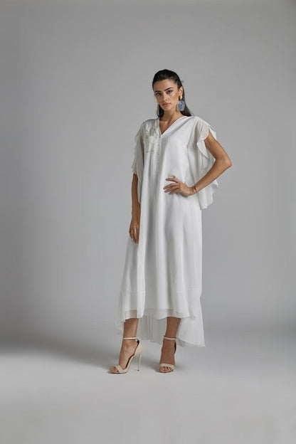 Silk Chiffon Dress Off White - Dulce Sueno - Bocan