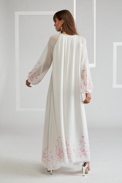 Silk Chiffon Dress Off White Layered by Viscose - Bocan