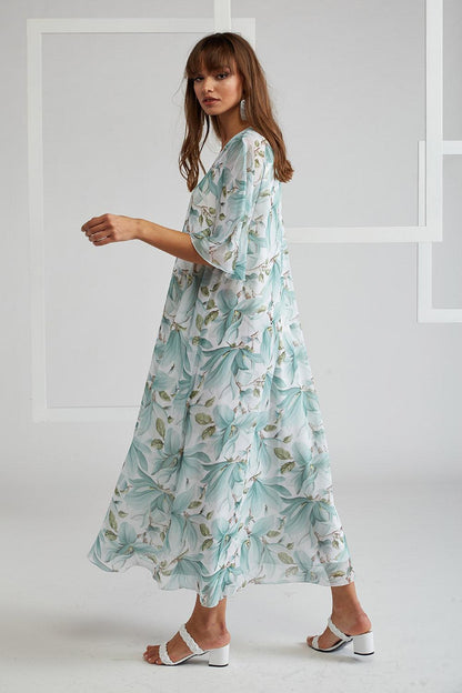 Silk Chiffon Dress Printed - Clara - Bocan