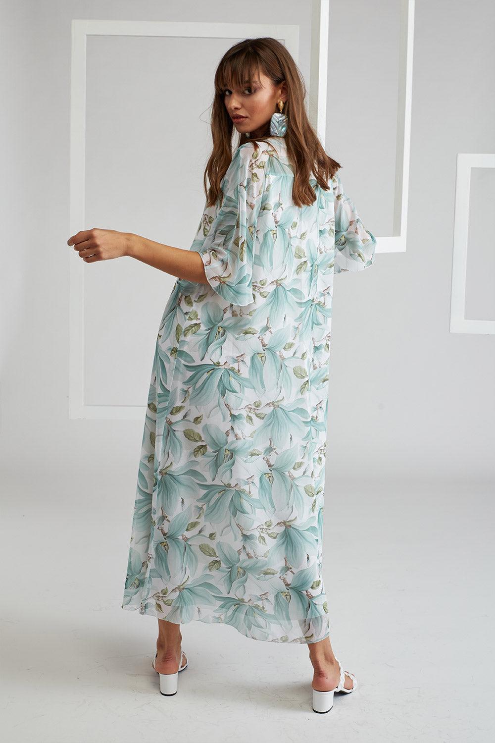 Silk Chiffon Dress Printed - Clara - Bocan