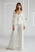 Silk Chiffon Pyjama Set with Long Robe - Off White - Bocan