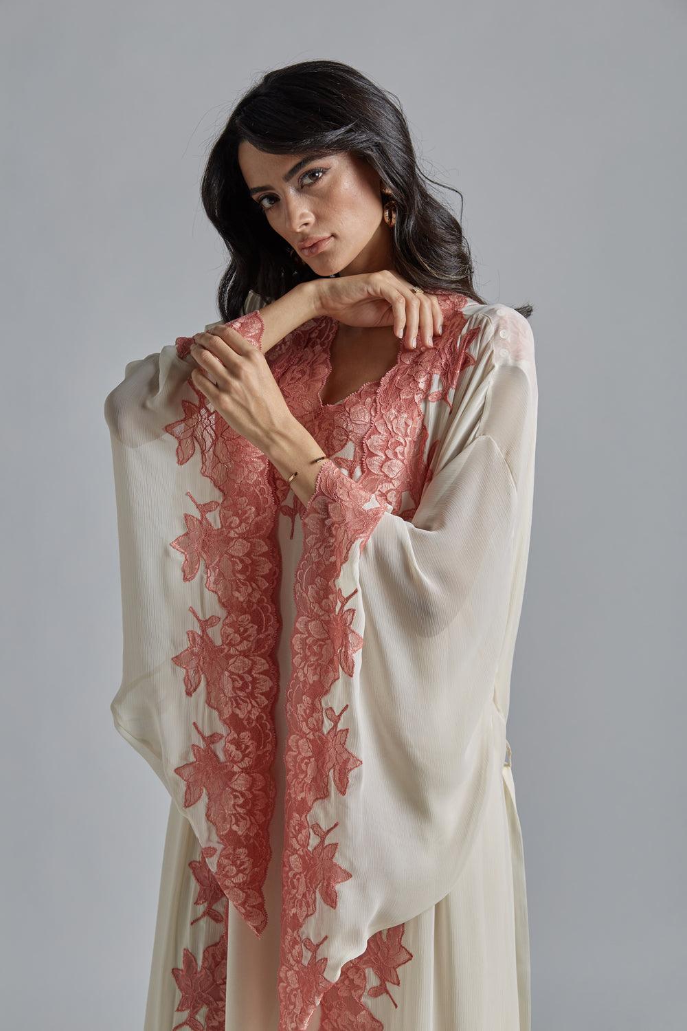 Silk Chiffon Robe Set Honey - Miel - Bocan
