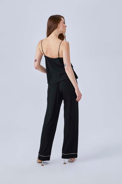 Simin - Piped Combed Cotton Camisole and High Waisted Pant - Bocan