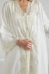 Trimmed Cotton Vual Robe Set - Big Rose ( Gold) Off White - Bocan