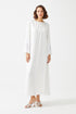 Tuba Long Rayon Trimmed Dress - Off White - Bocan