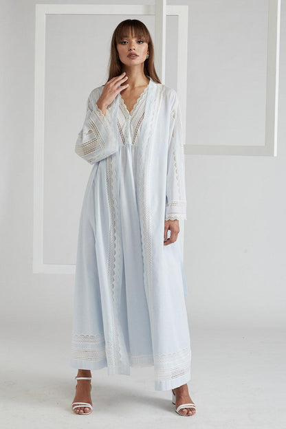 Vual Cotton Robe Set Light Blue - Lady Sheer - Bocan