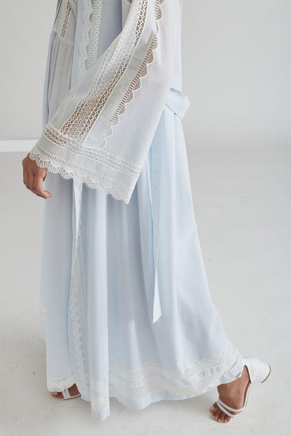 Vual Cotton Robe Set Light Blue - Lady Sheer - Bocan